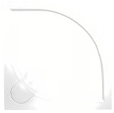 Bijela polkrožna tuš kad SAT Limcc 90x90 cm od lijevanog mramora s pokrivenim kutnim odvodom