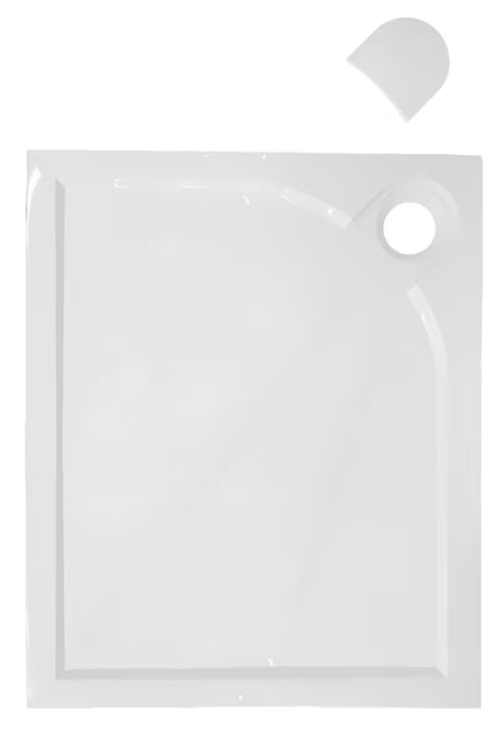 Bijela pravokotna tuš kad SAT Limcc 100x90 cm od lijevanog mramora s niskom visinom od 3 cm