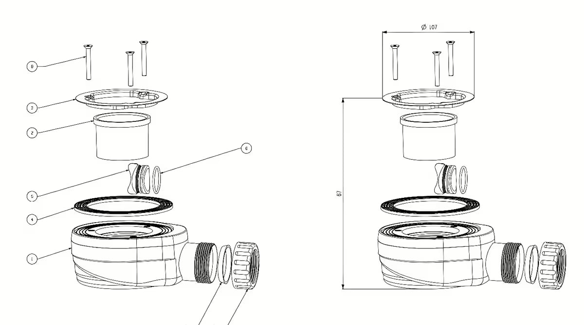 Bijela pravokotna tuš kad SAT Limcc 120 x 80 cm od lijevanog mramora sa skrivenim odvodom