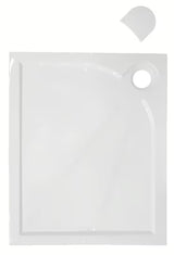 Bijela pravokotna tuš kad SAT Limcc 120x90 cm od lijevanog mramora s pokrivenim odvodom u kutu