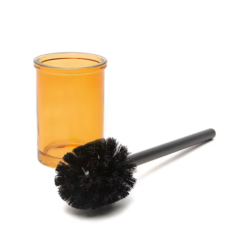 Samostoječi  WC ščetka SAT Magic v rjavi sijajni izvedbi z zaobljeno obliko.