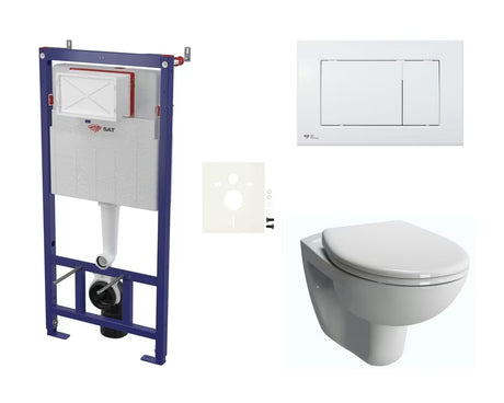 Viseči WC set vitra Normus v sijajno beli barvi s predstenskim modulom in sedežem mehko Zapiranje Soft Close