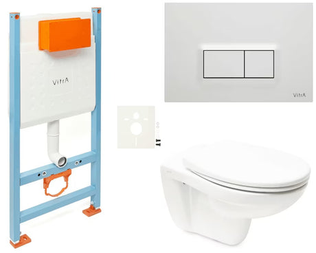 Viseči WC set vitra Normus v beli barvi z brezrobno tehnologijo Rimless in sedežem mehko Zapiranje Soft Close