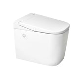 Stoječa WC Školjka SAT optimflush v beli barvi z integriranim splakovalnikom in stranskim pnevmatskim gumbom za splakovanje.