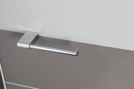Kromiran držalo za toaletni papir SAT Project s kvadratnim dizajnom pro za stensko montažo.