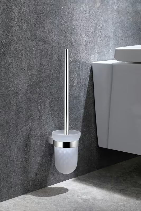Stenska WC ščetka SAT Project v krom izvedbi z mlečnim steklom