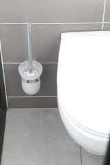 Stenska WC ščetka SAT Project v krom izvedbi z mlečnim steklom