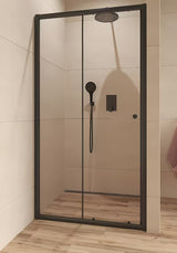 Drsno tuš vrata SAT Project 120 cm v črni barvi s prozornim varnostnim steklom