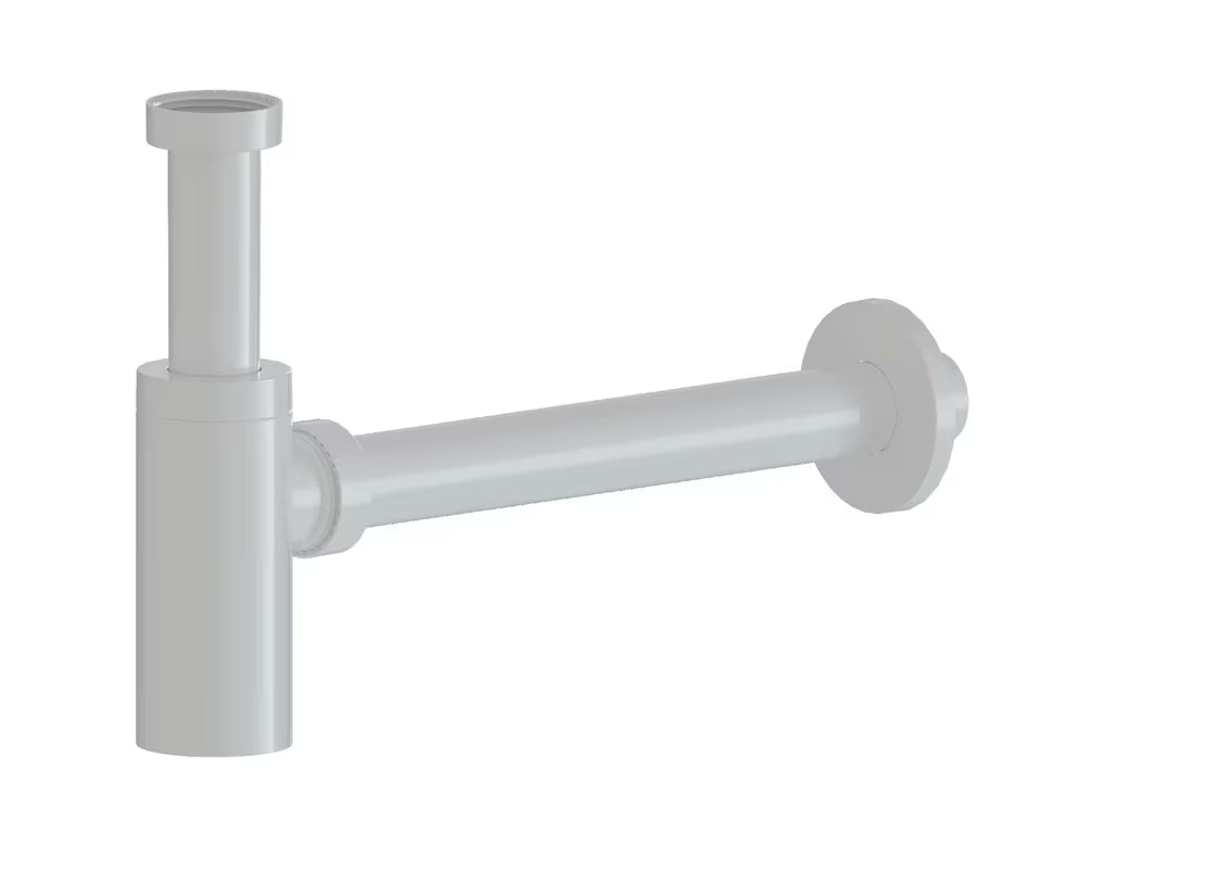 Belo sijajni sifon za umivalnik SAT Project s priklopom 5/4 in odtočno cevjo 32 mm.