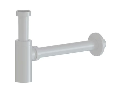 Belo sijajni sifon za umivalnik SAT Project s priklopom 5/4 in odtočno cevjo 32 mm.