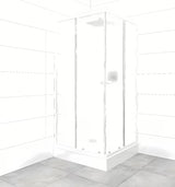 Kvadratna tuš kabina SAT Project 90x90 cm z belimi profili, drsnimi vrati in tuš kadjo