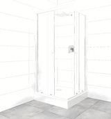 Kvadratna tuš kabina SAT Project 90x90 cm z belimi profili, drsnimi vrati in tuš kadjo