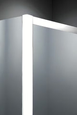 Kvadratna tuš kabina SAT Project 90x90 cm z belimi profili, drsnimi vrati in tuš kadjo