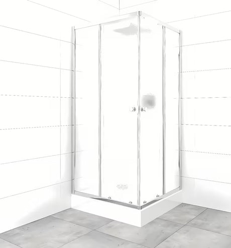 Kvadratna tuš kabina SAT Project 90x90 cm s kadjo v sijajnem kromu in z neprosojnim steklom Chinchilla.