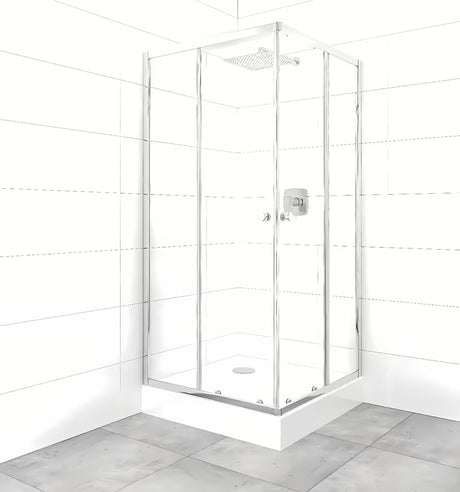 SAT Project kvadratna tuš kabina s kadjo 90x90 cm v sijajnem kromu s prozornim steklom