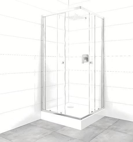 SAT Project kvadratna tuš kabina s kadjo 90x90 cm v sijajnem kromu s prozornim steklom