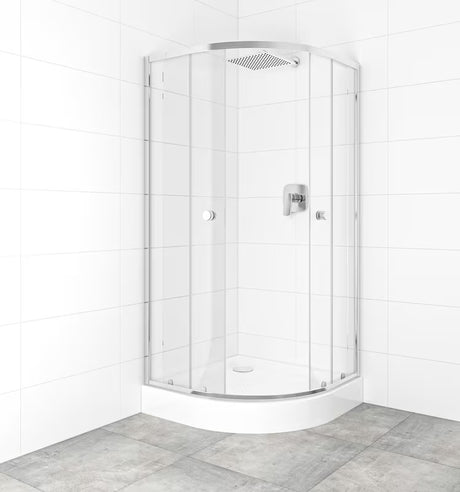 Polkrožna tuš kabina s kadjo 90x90 cm v sijajnem kromu s prozornim steklom in drsnimi vrati