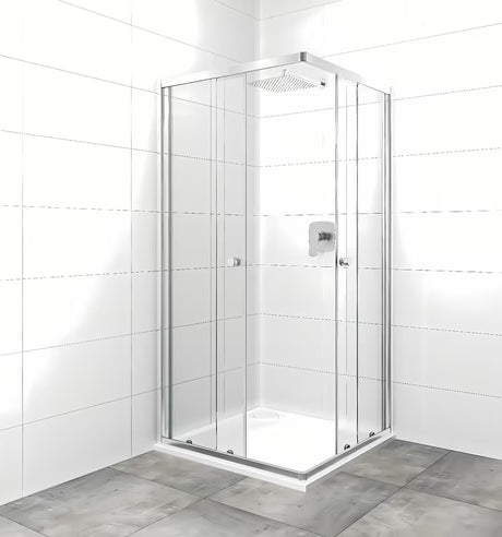 Kvadratna tuš kabina SAT Project 80x80 cm z drsnimi vrati in profili v sijajnem kromu