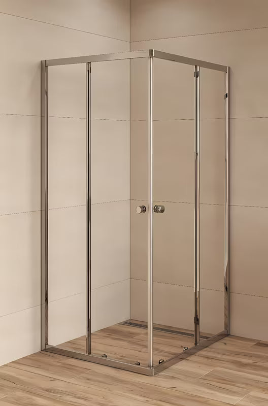 Kvadratna tuš kabina SAT Project 90x90 cm z drsnimi vrati in prozornim steklom v sijajnem kromu