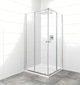 Kvadratna tuš kabina SAT Project 90x90 cm z drsnimi vrati in prozornim steklom v sijajnem kromu