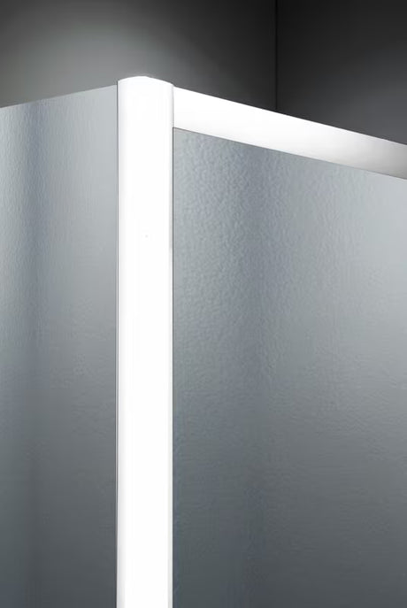 Polkrožna tuš kabina SAT Project 90x90 cm z belimi profili in neprosojnim steklom chinchilla