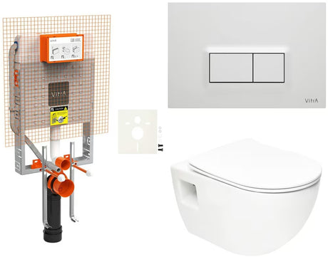 Viseči WC set SAT Project s podometnim modulom, splakovalnikom Vitra, splakovalno tipko in sedežem