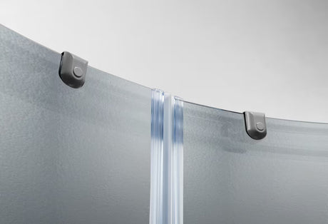 Polkrožna tuš kabina SAT Project 90x90 cm s kliznim vratima, u sjajnom kromu i sa staklom chinchilla