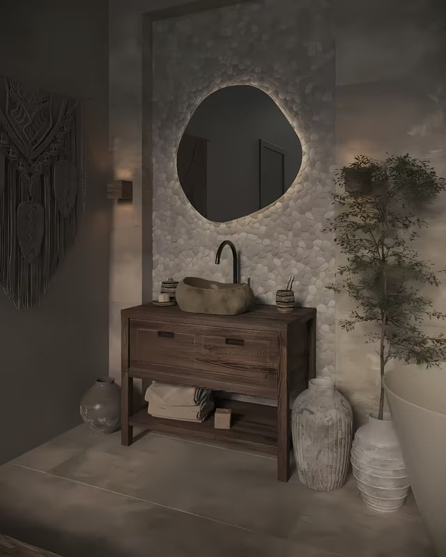 Umivalnik na ploščo SAT Purity od prirodnog riječnog kamena brez preliva