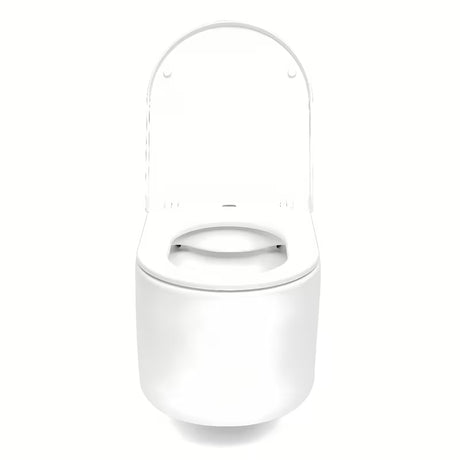 Bel viseča WC školjka SAT z brezrobnim splakovanjem Rimless in sedežem mehko Zapiranje Soft Close.