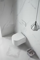 Bel viseča WC školjka SAT z brezrobnim splakovanjem Rimless in sedežem mehko Zapiranje Soft Close.