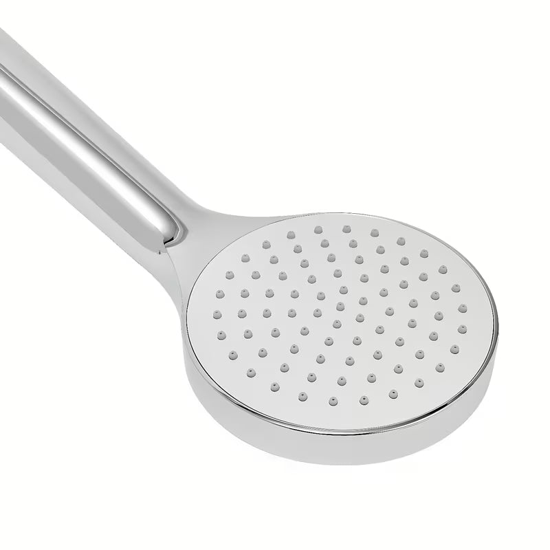 Kromirana ročna prha SAT z eno funkcijo in premerom 10 cm s silikonskimi šobami pro enostavno vzdrževanje.
