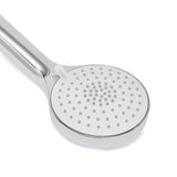 Kromirana ročna prha SAT s premerom 10 cm in tremi načini curka ter silikonskimi šobami.
