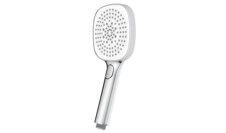 Ročna tuš ročka SAT v beli in krom izvedbi s premerom 12 cm ter gumbom EasyClick pro, 3 curki.