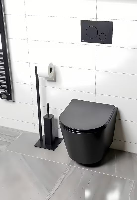 Črna mat WC ščetka SAT z držalom za toaletni papir v kovinski izvedbi