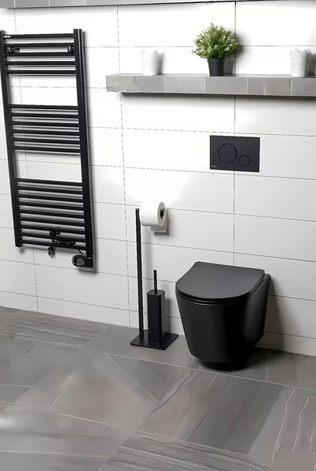 Črna mat WC ščetka SAT z držalom za toaletni papir v kovinski izvedbi