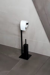 Črna mat WC ščetka SAT z držalom za toaletni papir v kovinski izvedbi