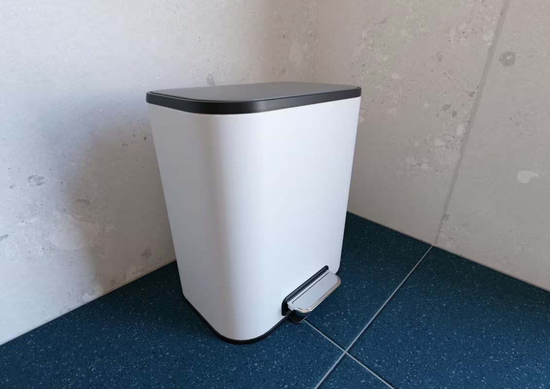 Belo mat koš za smeti SAT iz kovine s pokrovom in tihim zapiranjem mehko Zapiranje Soft Close