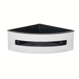 Kotna tuš polica SAT Chrome iz nerjavečega jekla v krom izvedbi s črnim plastičnim vložkom.
