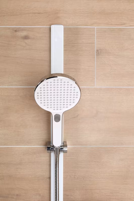 Tuš palica SAT 80 cm v belo-krom izvedbi z drsnim in nagibnim držalom tuši