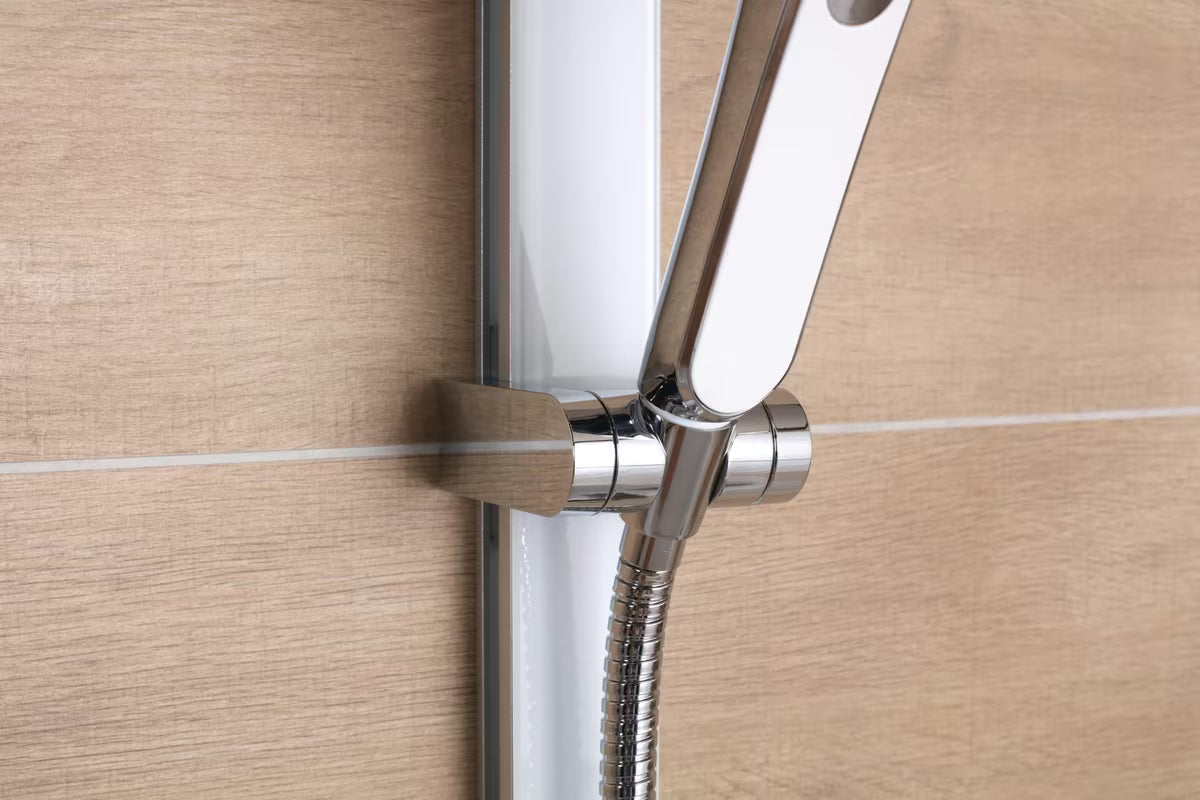 Sprchová tyč SAT 80 cm v bílo-chromovém provedení s posuvným a naklápěcím držákem sprchy