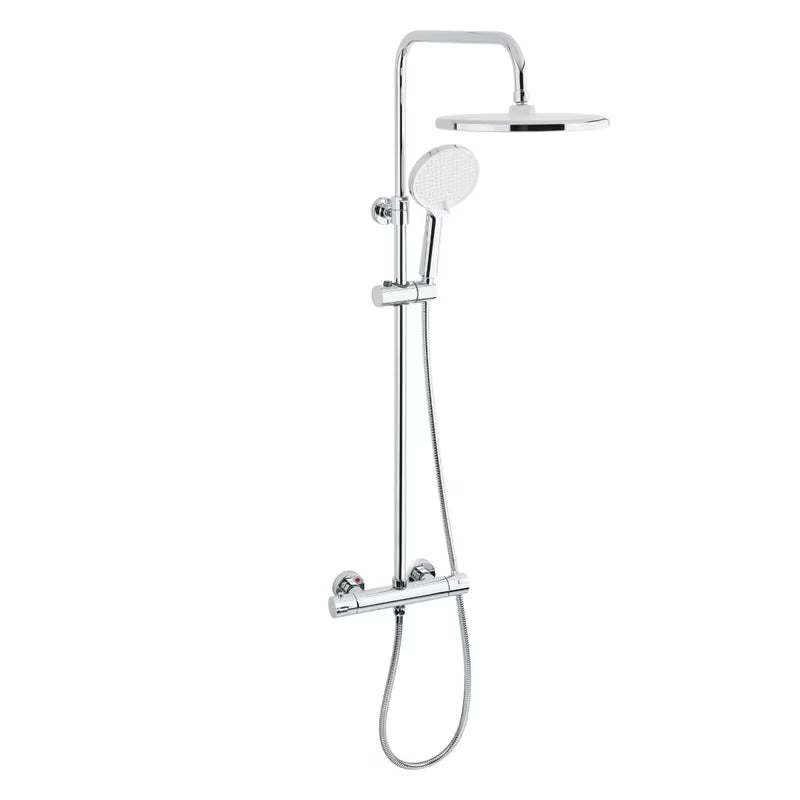 Tušni sistem SAT Chrome s termostatsko armaturo, z nadglavno prho 25 cm in ročno prho s tremi curki.