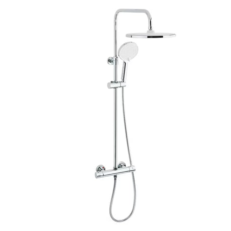 Tušni sistem SAT Chrome s termostatsko armaturo, z nadglavno prho 25 cm in ročno prho s tremi curki.