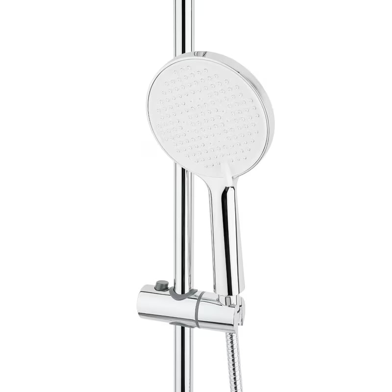 Tušni sistem SAT Chrome s termostatsko armaturo, z nadglavno prho 25 cm in ročno prho s tremi curki.