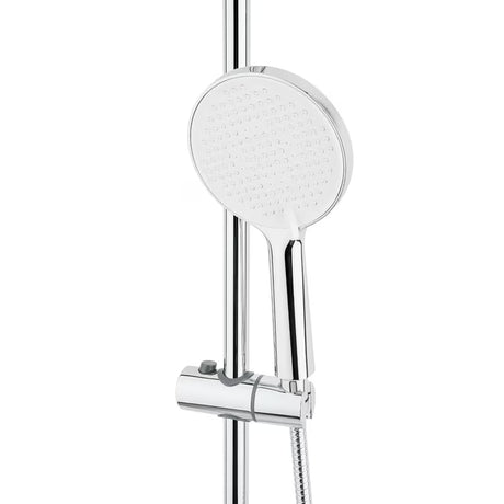Tušni sistem SAT Chrome s termostatsko armaturo, z nadglavno prho 25 cm in ročno prho s tremi curki.
