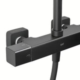 Matně černý termostatický sprchový systém SAT s hlavovou sprchou 32×21 cm a ruční sprchou