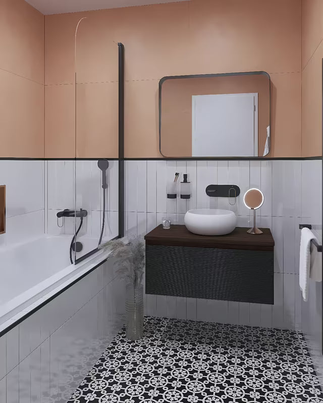 Stena za Kopalno Kad SAT 150x80 cm s prozornim steklom in črnim mat profilom