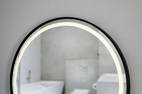 Okroglo kopalniško ogledalo SAT z LED osvetlitvijo in senzorjem, premer 70 cm, črna izvedba.