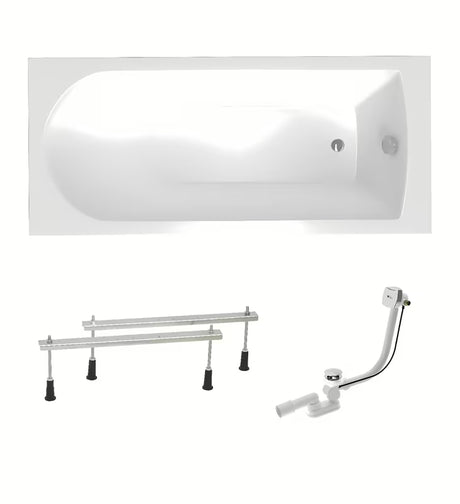 Bela pravokotna kad SAT Savero plus 180x75 cm iz akrila z univerzalno orientacijo