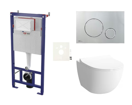 Viseči WC set vitra Sento s podometnim splakovalnikom in sedežem pro za vgradnjo v lahke stene ali predstensko oblogo.