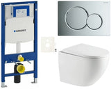Viseči WC set SAT z modulom Geberit Duofix, splakovalnikom, tipko Sigma v sijajnem kromu in WC-desko WC školjka